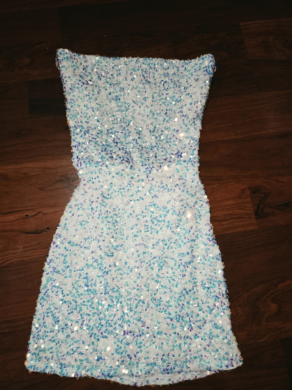 Lucy in the Sky Sequin Mini Dress White & Blue Small Like New